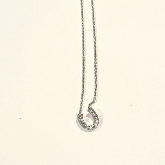 Minimalist Silver Horseshoe Pendant Necklace - Picture 1 of 2